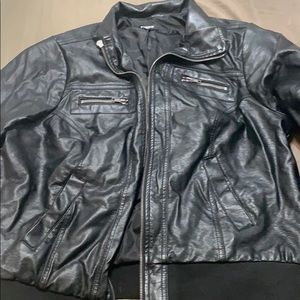 Faux leather bomber jacket